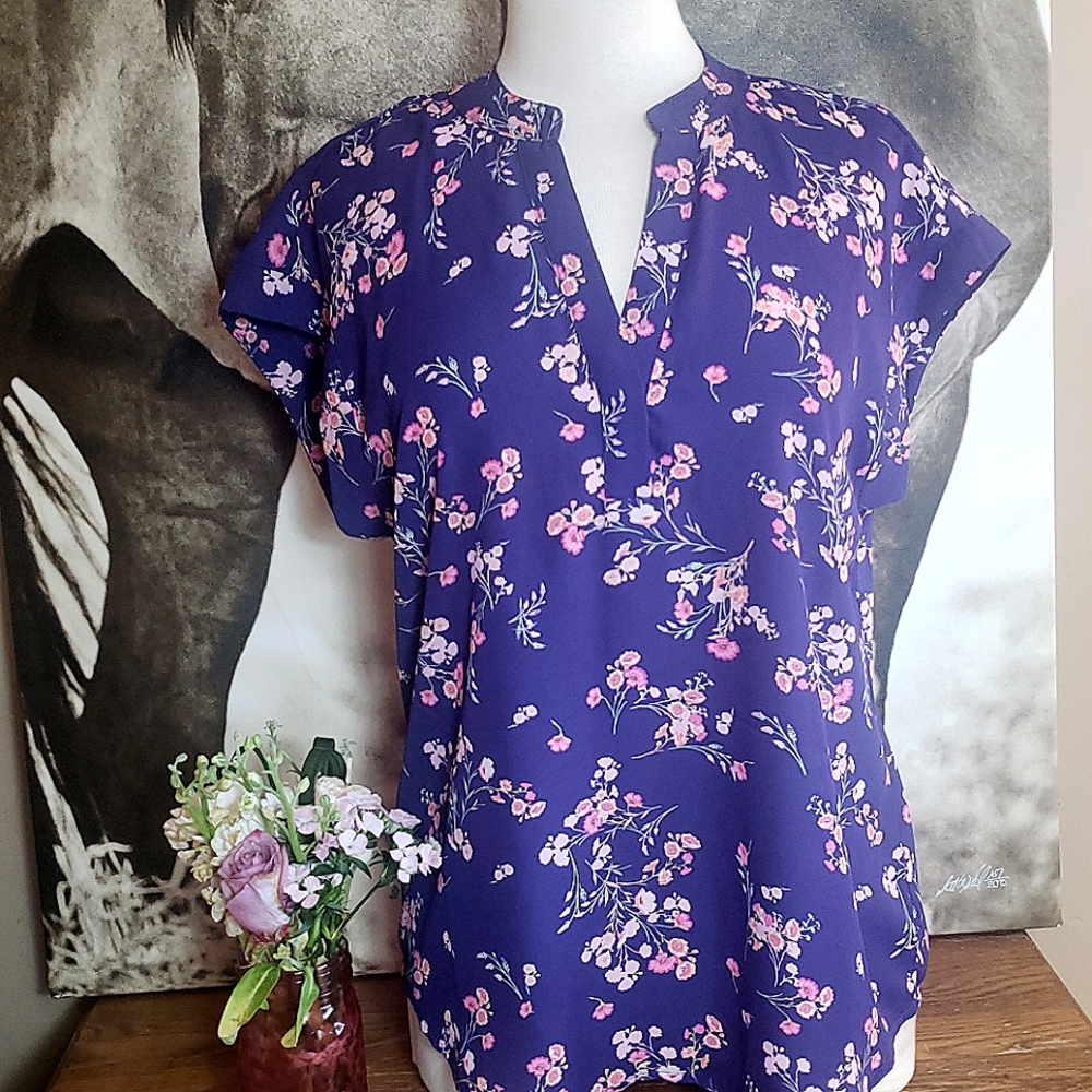 Cynthia Steffe purple ditsy blouse NWOT